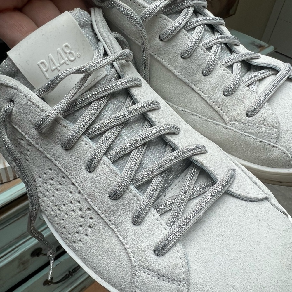P448 Light Gray Suede Sneakers